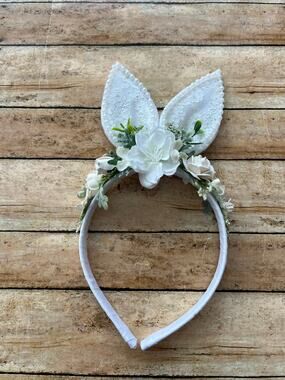 Eleina May & Co. White Easter Bunny Floral Headband